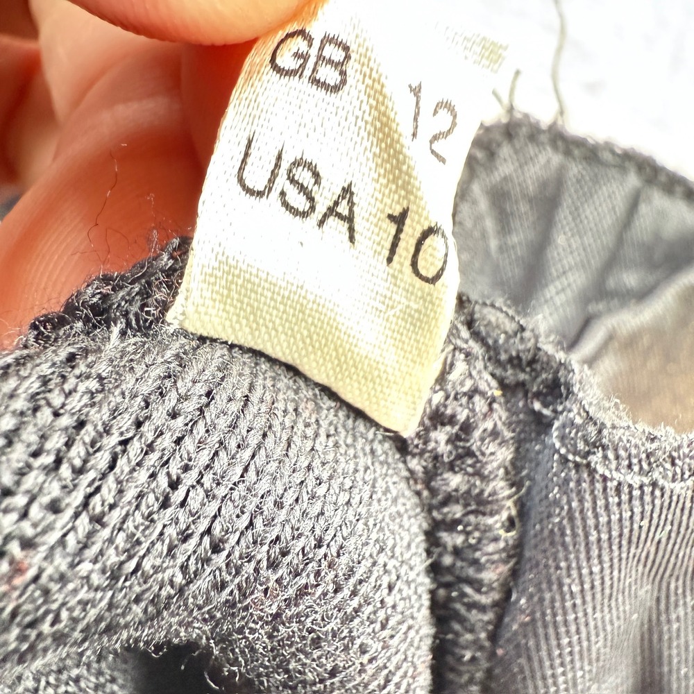 GISPA Italy Sweater Women's 10 Vintage Merino Wool Blend Striped Black 90's - Picture 9 of 14